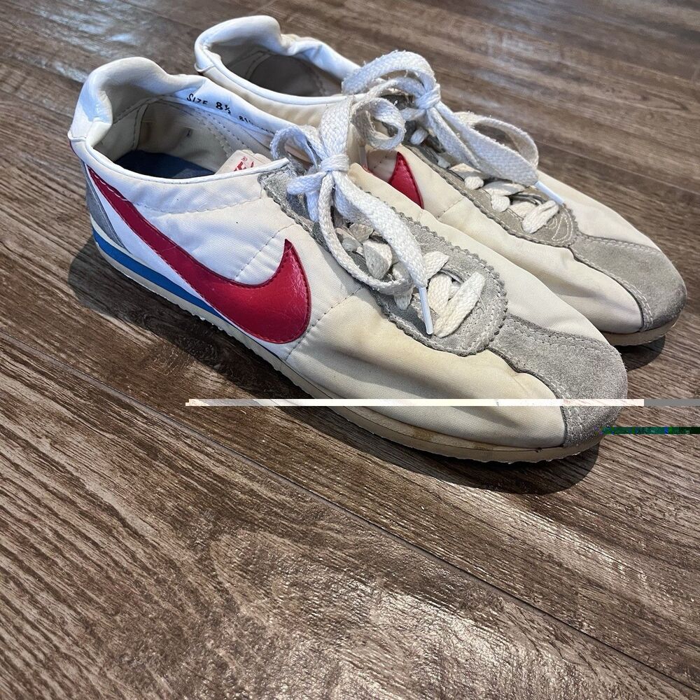 Vintage Nike Suede Cortez Running Shoes 1980's White/Red Womens 8.5 810709CH